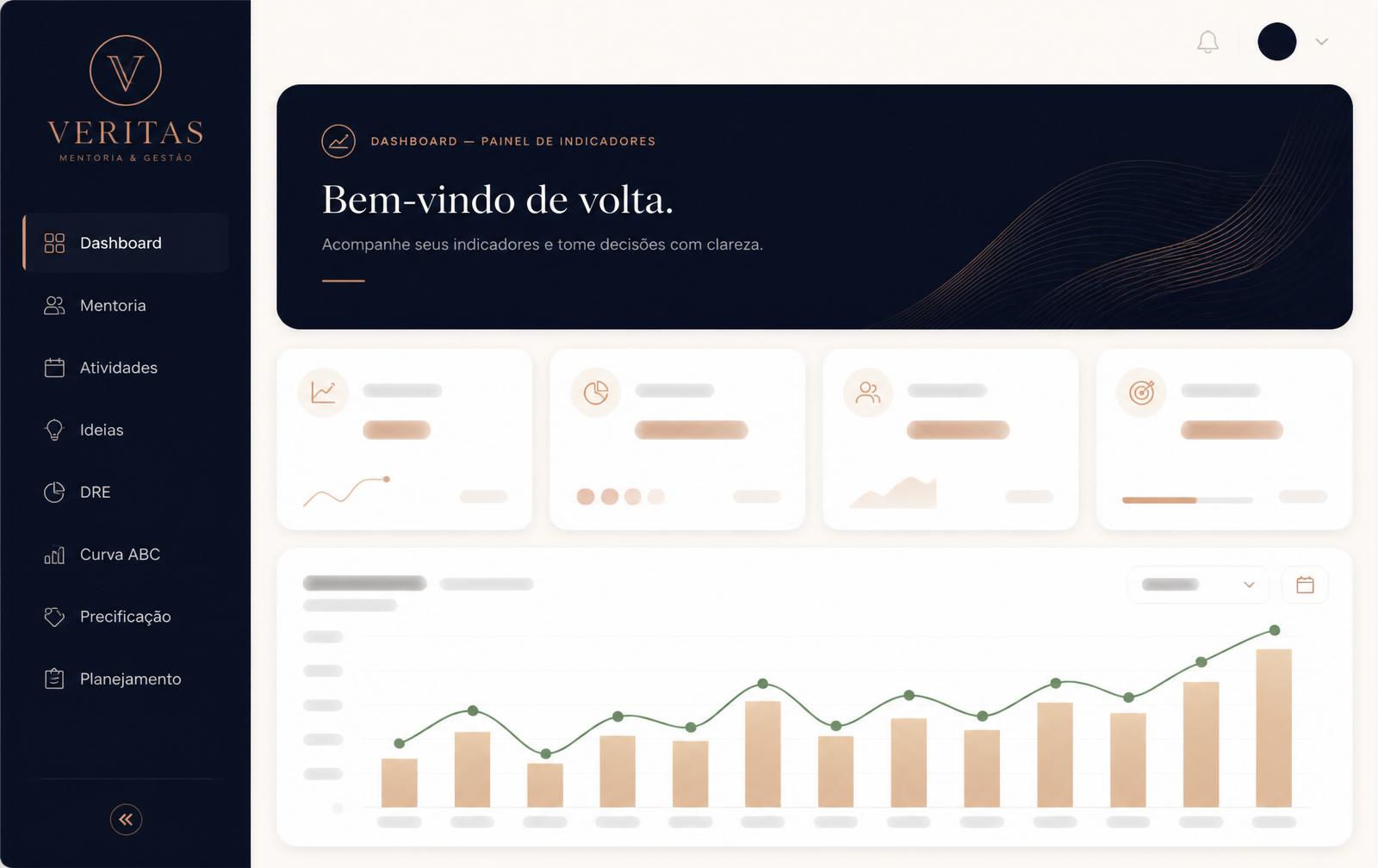 Mockup do sistema Plataforma Interna para Mentorados
